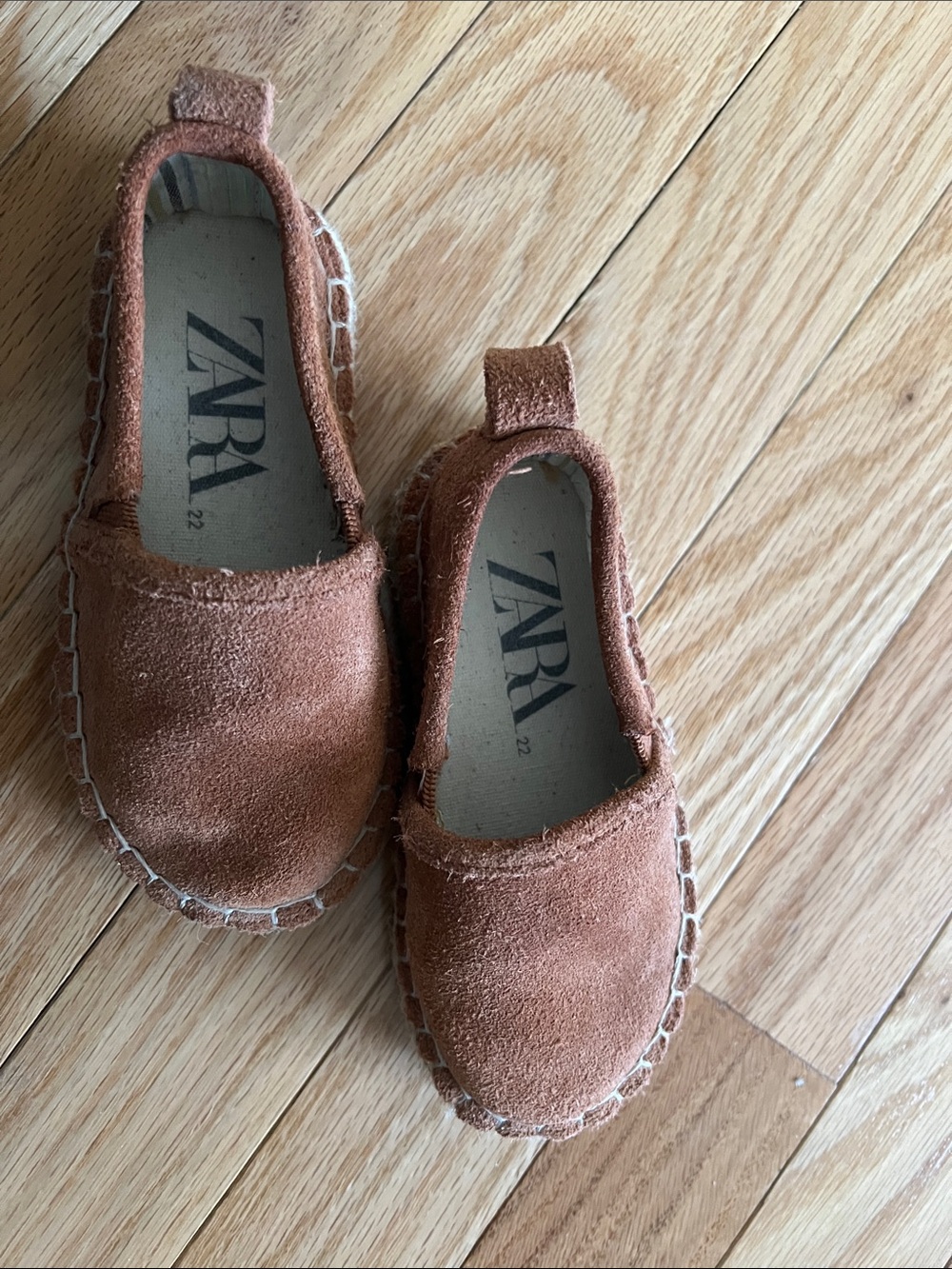 ZARA Kids Tan Suede Moccasin Slip-Ons